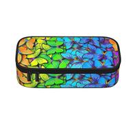 Oudrspo Colorful Butterfly Pencil Case,Big Capacity Pencil Bag Pen Case Pencil Pouch,Durable Stationery Pouch Zipper Office College School Large Storage for Teen Boys Girls Students