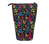 Oudrspo Colorful Dog Paw Pencil Case,Stand Pencil Pouch,Telescopic Pencil Case Stand Pencil Holder Pen Bag