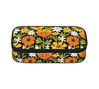 Oudrspo Colorful Flower Yellow Pencil Case,Big Capacity Pencil Bag Pencil Pouch,Durable Stationery Pouch Zipper Office College School Large Storage for Teen Boys Girls Students