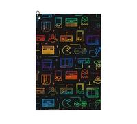 Oudrspo Colorful Game Video Gaming Pattern Black Golf Waffle Towel, Using Wet Dry Technology, Men's and Women's Golf Bag Accessories, with Mountain Buckle 24×16in.