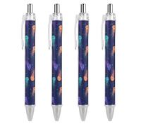 Oudrspo Colorful Glowing Jellyfish Ballpoint Pen Retractable Writing Smooth Black Ink Ball Point Pens Office Supplies 4 PCS