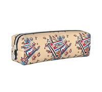Oudrspo Colorful Graffiti Rock Music Hip Hop Art Pencil Pouch Round Pen Case Portable Pencil Bag Leather Organizer with Zipper Cosmetic Pouch Bag