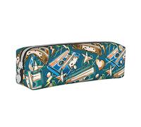 Oudrspo Colorful Graffiti Rock Music Hip Hop Art Pencil Pouch Round Pen Case Portable Pencil Bag Leather Organizer with Zipper Cosmetic Pouch Bag