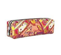 Oudrspo Colorful Graffiti Rock Music Hip Hop Art Pencil Pouch Round Pen Case Portable Pencil Bag Leather Organizer with Zipper Cosmetic Pouch Bag