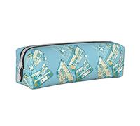 Oudrspo Colorful Graffiti Rock Music Hip Hop Art Pencil Pouch Round Pen Case Portable Pencil Bag Leather Organizer with Zipper Cosmetic Pouch Bag