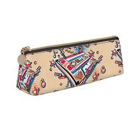 Oudrspo Colorful Graffiti Rock Music Hip Hop Art Pencil Pouch Triangle Pen Case Portable Pencil Bag Leather Organizer with Zipper Cosmetic Pouch Bag