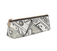 Oudrspo Colorful Graffiti Rock Music Hip Hop Art Pencil Pouch Triangle Pen Case Portable Pencil Bag Leather Organizer with Zipper Cosmetic Pouch Bag