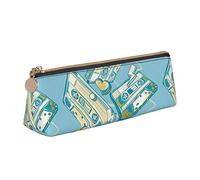 Oudrspo Colorful Graffiti Rock Music Hip Hop Art Pencil Pouch Triangle Pen Case Portable Pencil Bag Leather Organizer with Zipper Cosmetic Pouch Bag