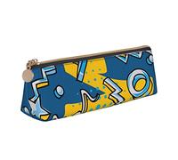 Oudrspo Colorful Graffiti Rock Music Hip Hop Art Pencil Pouch Triangle Pen Case Portable Pencil Bag Leather Organizer with Zipper Cosmetic Pouch Bag