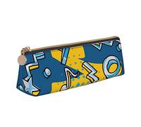 Oudrspo Colorful Graffiti Rock Music Hip Hop Art Pencil Pouch Triangle Pen Case Portable Pencil Bag Leather Organizer with Zipper Cosmetic Pouch Bag