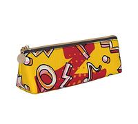 Oudrspo Colorful Graffiti Rock Music Hip Hop Art Pencil Pouch Triangle Pen Case Portable Pencil Bag Leather Organizer with Zipper Cosmetic Pouch Bag