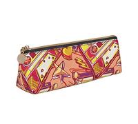 Oudrspo Colorful Graffiti Rock Music Hip Hop Art Pencil Pouch Triangle Pen Case Portable Pencil Bag Leather Organizer with Zipper Cosmetic Pouch Bag