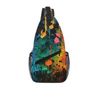 Oudrspo Colorful Music Notes Print Sling Backpack Unisex Crossbody Chest Bag Shoulder Chest Bags For Women Men Hiking Travel