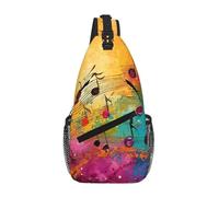 Oudrspo Colorful Music Notes Print Sling Backpack Unisex Crossbody Chest Bag Shoulder Chest Bags For Women Men Hiking Travel
