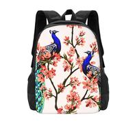 Oudrspo Colorful Peacock on a Tree Branch Backpack Travel Bag Lightweight Bookbag Casual Daypack Laptop Backpack Adjustable for Women Men 16.5 Inch
