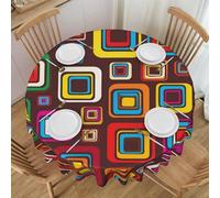Oudrspo Colorful Squares Print Round Tablecloth - 60 Inch, Water Resistant Washable Polyester Table Cloth for Buffet Table, Holiday Party, Dinner, Wedding