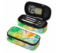 Oudrspo Colorfulid Art Pen Bag Abstract Mixture Colors Creating Transparent Waves Golden Swirls Organizer Stationery Box Makeup Pencil Case Office Supply for Adults Student