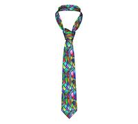 Oudrspo Colourful Glass Art Texture Abstract Mens Fashion Silk Ties Unique Gift Casual Neckties