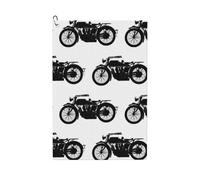 Oudrspo Cool Crazy White Black Motorcycle Pattern Golf Waffle Towel, Using Wet Dry Technology, Men's and Women's Golf Bag Accessories, with Mountain Buckle 24×16in.