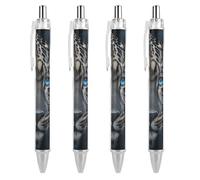 Oudrspo Cool Leopard And Blue Rose Ballpoint Pen Retractable Writing Smooth Black Ink Ball Point Pens Office Supplies 4 PCS
