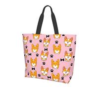 Oudrspo Corgi Dog 2 Tote Bag Ladies Cute Shopping Bag Large Capacity Shoulder Bag Work Fit Fashion Handbag Organizer