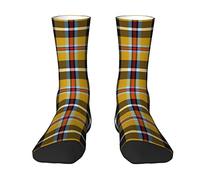 Oudrspo Cornish National Tartan Yellow and Black Plaid Men & Women Crew Socks,Tartan Plaid Novelty Fashion Casual Crew Tube Sock Athletic Sports Dress Socks