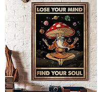 Oudrspo Cosmic Mushroom Old Man Metal Poster Vintage Lose Your Mind Find Your Soul Tin Sign Retro Plaque Wall Decor Gift For Home Kitchen Office Club Bar Gym 12x16inch