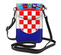 Oudrspo Croatian Flag Waving Leather Cell Phone Purse Card Holder Wallet Functional Crossbody Bag For Women