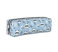 Oudrspo Cute Animal Panda Print Pencil Pouch Round Pen Case Portable Pencil Bag Leather Organizer with Zipper Cosmetic Pouch Bag