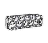 Oudrspo Cute Animal Panda Print Pencil Pouch Round Pen Case Portable Pencil Bag Leather Organizer with Zipper Cosmetic Pouch Bag