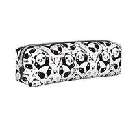 Oudrspo Cute Animal Panda Print Pencil Pouch Round Pen Case Portable Pencil Bag Leather Organizer with Zipper Cosmetic Pouch Bag