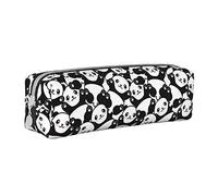 Oudrspo Cute Animal Panda Print Pencil Pouch Round Pen Case Portable Pencil Bag Leather Organizer with Zipper Cosmetic Pouch Bag
