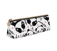 Oudrspo Cute Animal Panda Print Pencil Pouch Triangle Pen Case Portable Pencil Bag Leather Organizer with Zipper Cosmetic Pouch Bag