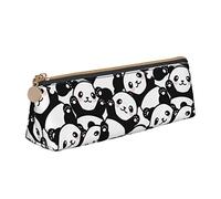 Oudrspo Cute Animal Panda Print Pencil Pouch Triangle Pen Case Portable Pencil Bag Leather Organizer with Zipper Cosmetic Pouch Bag