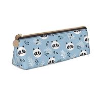 Oudrspo Cute Animal Panda Print Pencil Pouch Triangle Pen Case Portable Pencil Bag Leather Organizer with Zipper Cosmetic Pouch Bag