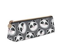 Oudrspo Cute Animal Panda Print Pencil Pouch Triangle Pen Case Portable Pencil Bag Leather Organizer with Zipper Cosmetic Pouch Bag