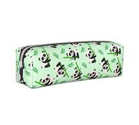 Oudrspo Cute Animal Pandas Pattern Pencil Pouch Round Pen Case Portable Pencil Bag Leather Organizer with Zipper Cosmetic Pouch Bag