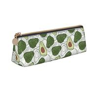 Oudrspo Cute Avocado Pattern Pencil Case Cosmetic Bag Pen Pouch Leather Triangle Storage Bag Zippered Stationery Organizer for Adults Office