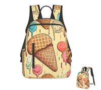 Oudrspo Cute Backpack For Women Men Lightweight Waterproof Laptop Backpack Travel Shoulder Bag Ice Cream And Waffle Pattern Casual Daypack