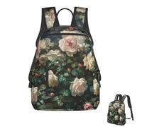 Oudrspo Cute Backpack For Women Men Lightweight Waterproof Laptop Backpack Travel Shoulder Bag Roses Print Casual Daypack