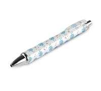 Oudrspo Cute Blue Elephants Black Pens Ballpoint Pen Ball Point Pen Smooth Writing Gel Pens Retractable 0.5 Fine Point for School Office Cute Blue Elephants Pattern 2 PCS