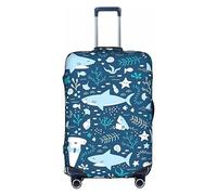 Oudrspo Cute Blue Fish Print Luggage Cover Washable Suitcase Anti-Scratch Suitcase Cover Protective Cover Fits 18-32 Inch