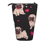 Oudrspo Cute Corgi Print Pencil Case Telescopic Pen Pouch Standing Pencil Holder with Zipper for Office