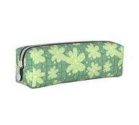 Oudrspo Cute Daisy Print Pencil Pouch Round Pen Case Portable Pencil Bag Leather Organizer with Zipper Cosmetic Pouch Bag