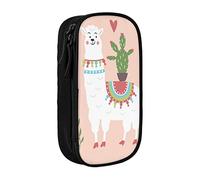 Oudrspo Cute Hand Drawn Llama Printed Large Pencil Case, Durable Pencil Pouch, Portable Stationery Bag, Stationery Organizer