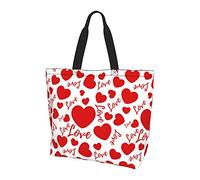 Oudrspo Cute Hearts Valentine's Day Tote Bag Beach Travel Reusable Grocery Shopping Tote Bag for Women Girls