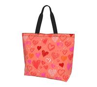 Oudrspo Cute Hearts Valentine's Day Tote Bag Beach Travel Reusable Grocery Shopping Tote Bag for Women Girls