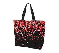 Oudrspo Cute Hearts Valentine's Day Tote Bag Beach Travel Reusable Grocery Shopping Tote Bag for Women Girls