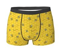 Oudrspo Cute Honey Bee Pattern Men's Underwear Boxer Briefs With Elastic Waistband for Men Teens