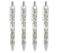 Oudrspo Cute Koala Holding Blossom Branch Ballpoint Pen Retractable Writing Smooth Black Ink Ball Point Pens Office Supplies 4 PCS